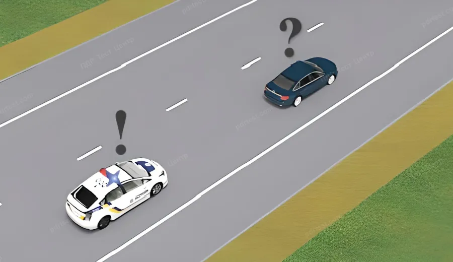 Як вчинити водієві транспортного засобу, до якого ззаду наближається автомобіль з увімкненим проблисковим маячком синього кольору та (або) звуковим сигналом?