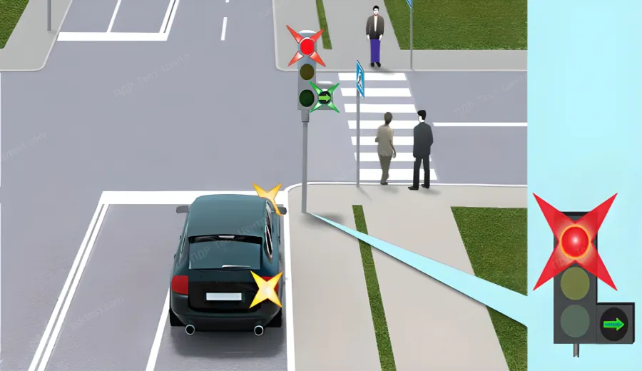Чи дозволено водієві автомобіля рух у напрямку стрілки, ввімкненої в додатковій секції світлофора?