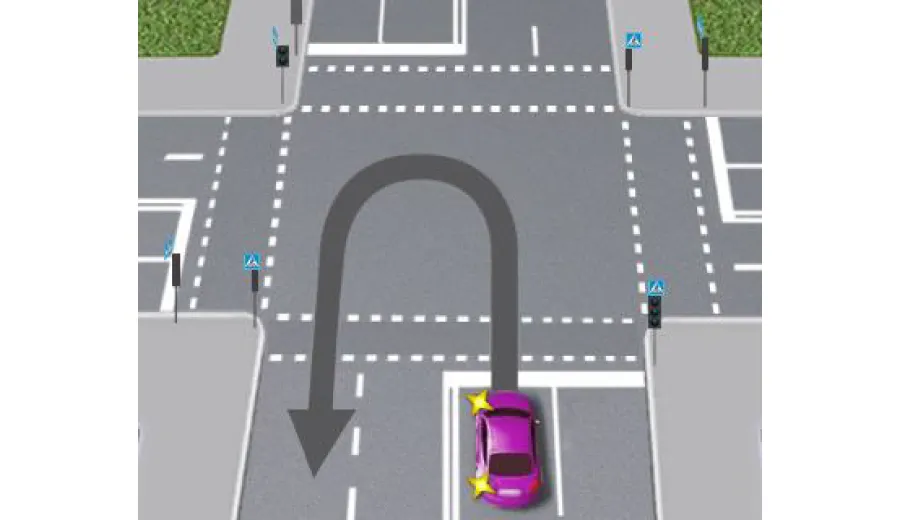 Чи дозволено водієві виконати розворот на перехресті так, як показано на малюнку?