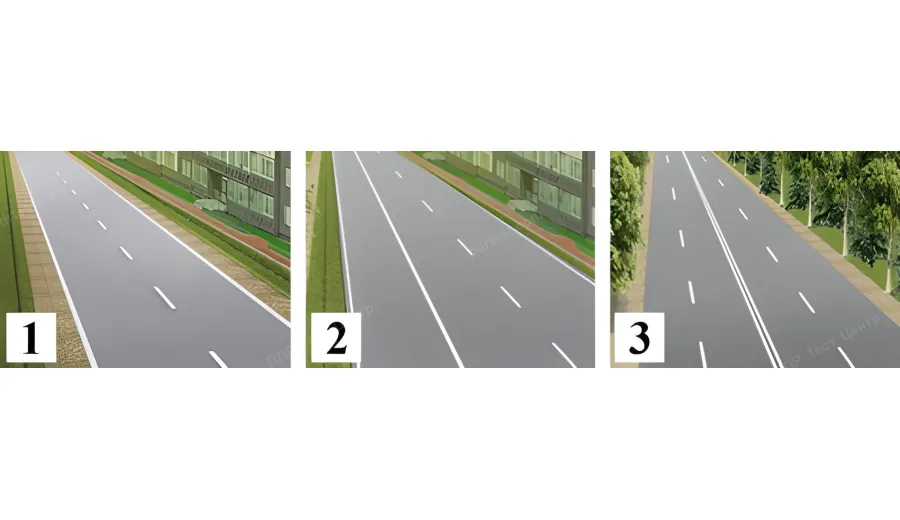 На якому з малюнків показана дорога, на якій дозволено виїжджати на призначений для зустрічного руху бік дороги?