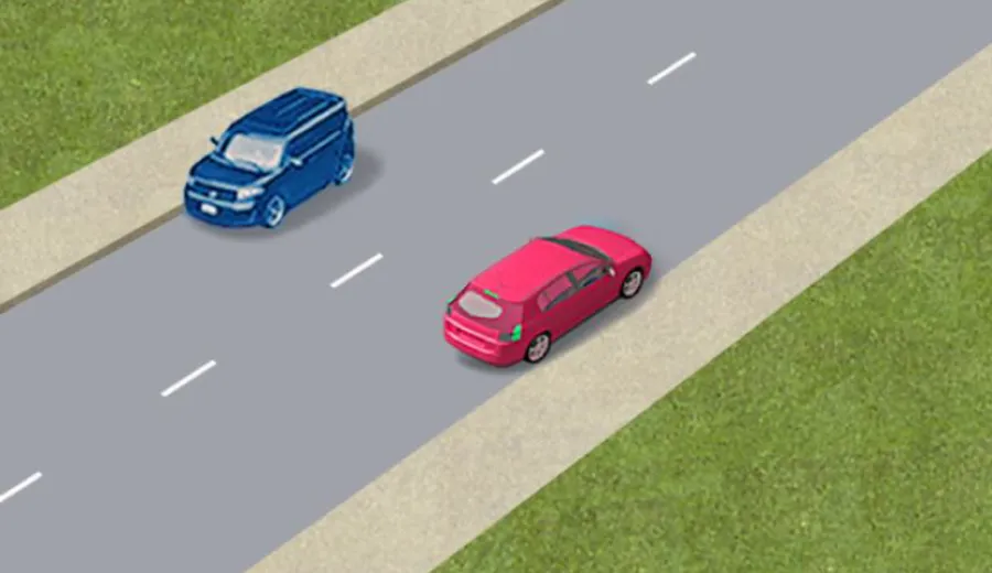 Чи дозволена зупинка транспортних засобів один навпроти одного, як показано на малюнку?