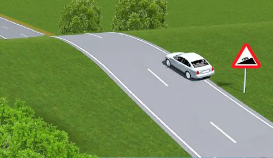 Чи правильно на підйомі поставлений білий автомобіль, якщо оглядовість в напрямку руху менше 100 м?