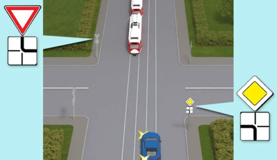 Яка черговість проїзду транспортних засобів на даному перехресті?