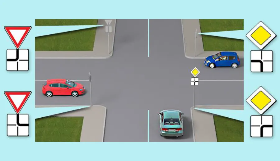 Яка черговість проїзду автомобілів на даному перехресті?