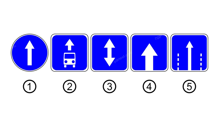 Який із зображених дорожніх знаків встановлюється на початку дороги або відокремленої проїзної частини, по всій ширині якої рух транспортних засобів здійснюється тільки в одному напрямку?