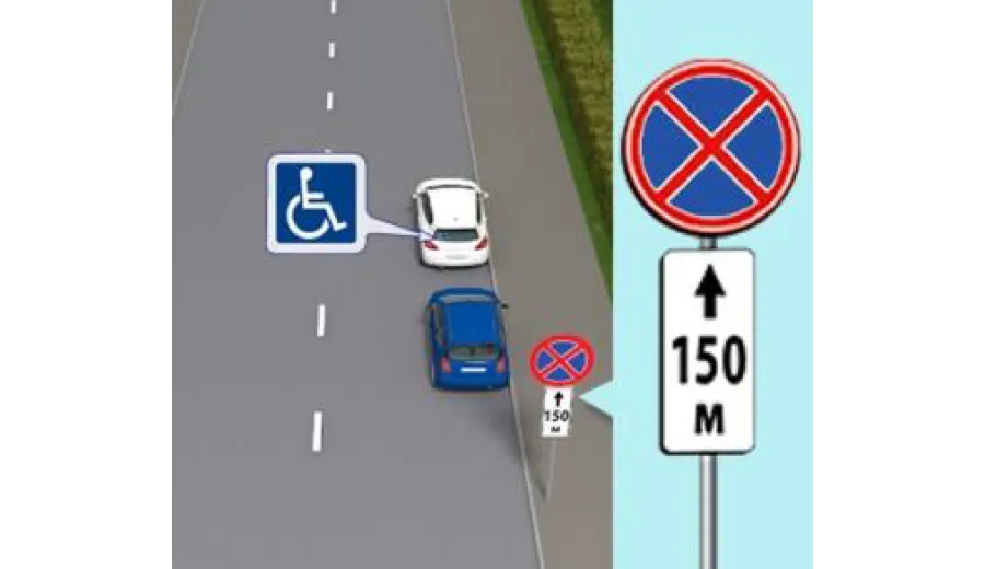 Водій якого автомобіля виконує стоянку з порушенням Правил дорожнього руху?