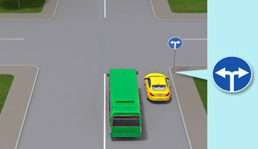 Якому транспортному засобу дозволено рух прямо в зображеній ситуації?