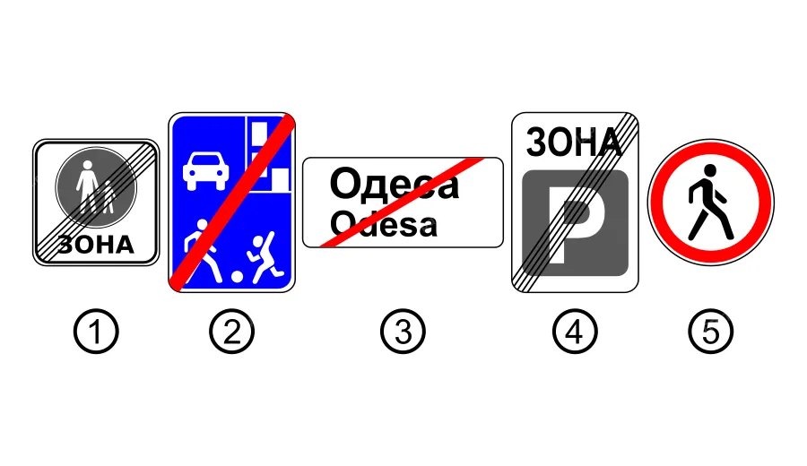 Який із зображених дорожніх знаків позначає кінець зони стоянки?