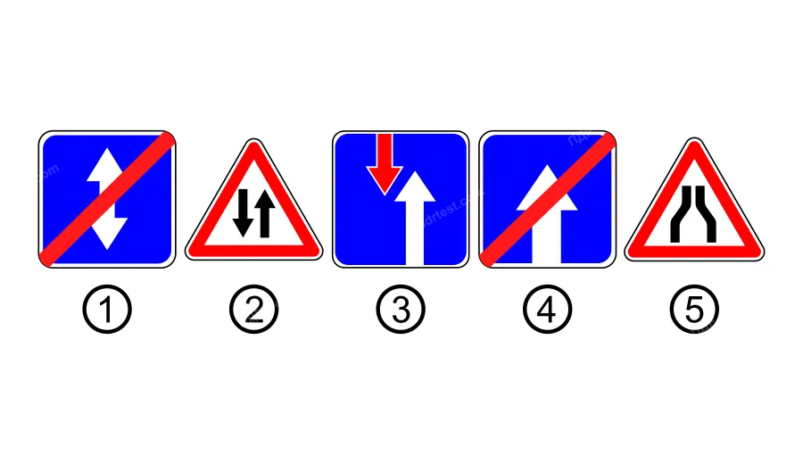 Який з наведених дорожніх знаків попереджає про початок ділянки дороги із зустрічним рухом після одностороннього?