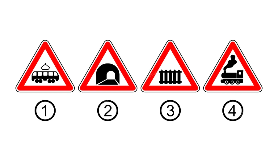 Який із зображених дорожніх знаків встановлюється перед залізничним переїздом зі шлагбаумом?