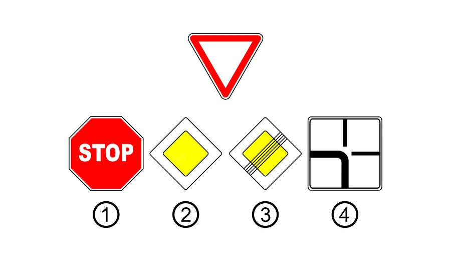 Який дорожній знак встановлено на дорозі, що перетинається, якщо для вас встановлено даний знак?