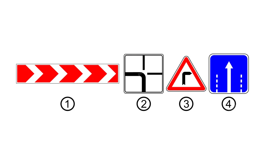 Який із перелічених дорожніх знаків вказує водію про наближення до небезпечного повороту дороги?