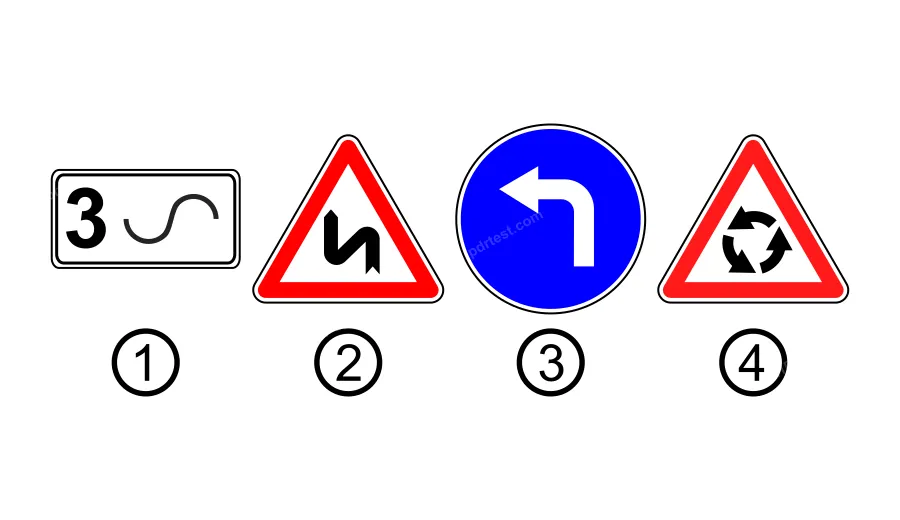Який із вказаних дорожніх знаків встановлюється перед ділянкою дороги з двома небезпечними поворотами, розташованими один за одним?