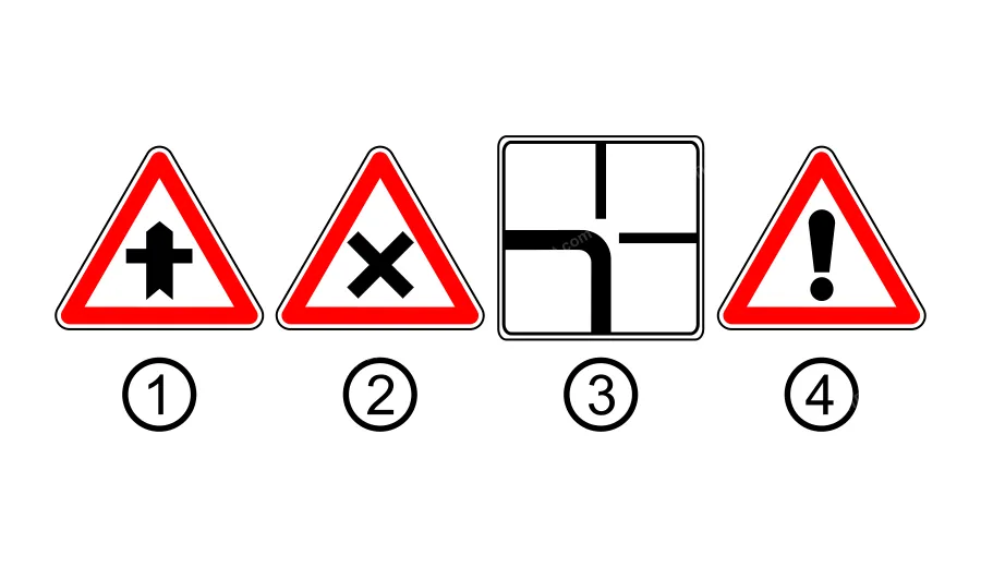 Який із зображених дорожніх знаків встановлюється перед перехрестям рівнозначних доріг?