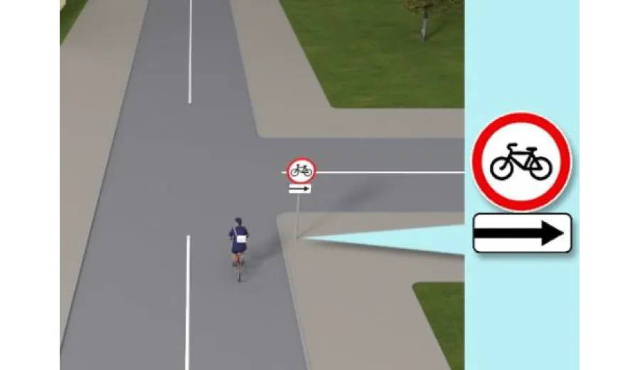 Чи дозволено велосипедистові повернути праворуч, якщо він обслуговує громадян, які там проживають?