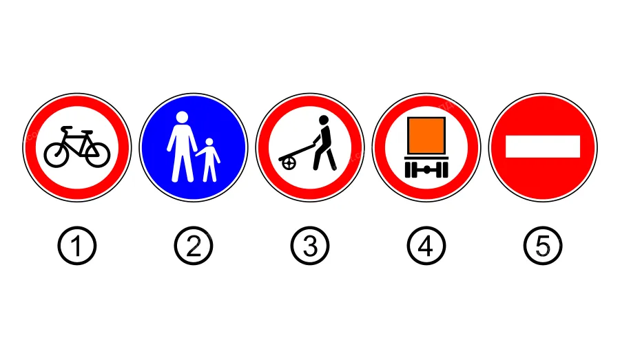 Який із зображених дорожніх знаків забороняє рух пішоходів з ручними візками?