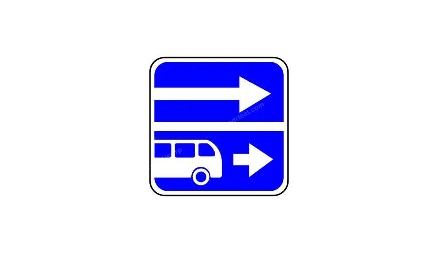 Зображений дорожній знак позначає виїзд на дорогу, де рух транспортних засобів, що рухаються за встановленими маршрутами, здійснюється спеціально відведеною смугою, позначеною знаком 5.11: