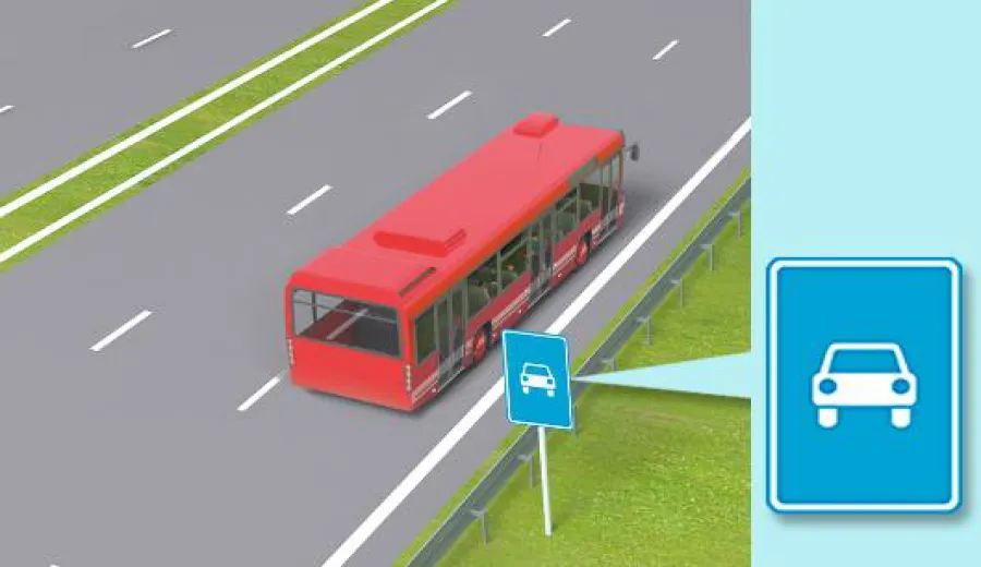 З якою максимальною швидкістю дозволено рух автобусів (за винятком мікроавтобусів) на дорогах, позначених знаком «Дорога для автомобілів»?